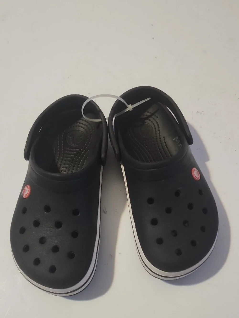 CROCS Kids Black Clog Sandals with White Trim. New Without Box